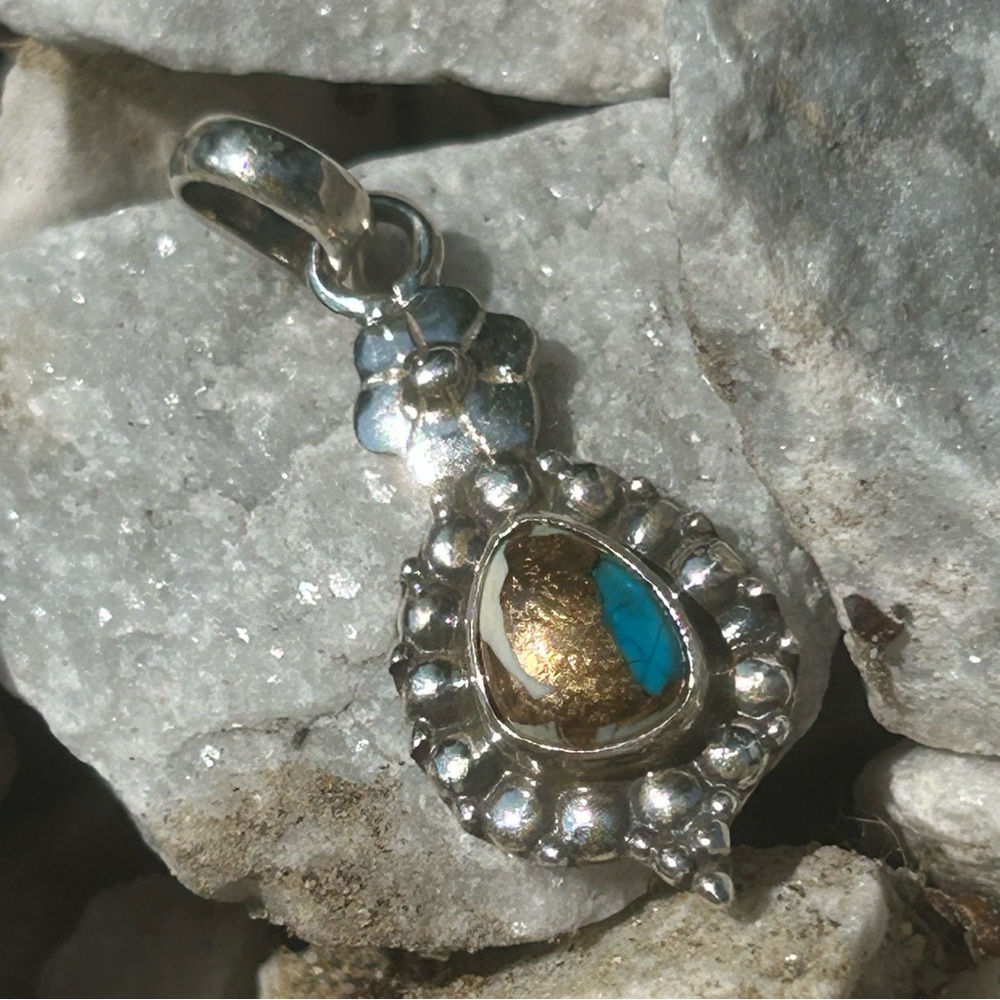 Elegant sterling silver 925 copper turquoise Pendant